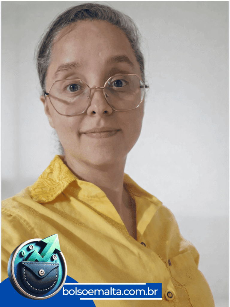 Daiana, educadora financeira e cofundadora do Bolso em Alta, em retrato profissional para site institucional