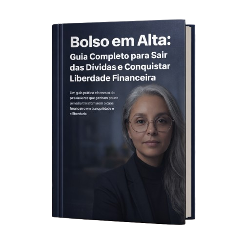 Mockup 3D do ebook Bolso em Alta com fundo transparente sobre sair das dívidas e alcançar liberdade financeira